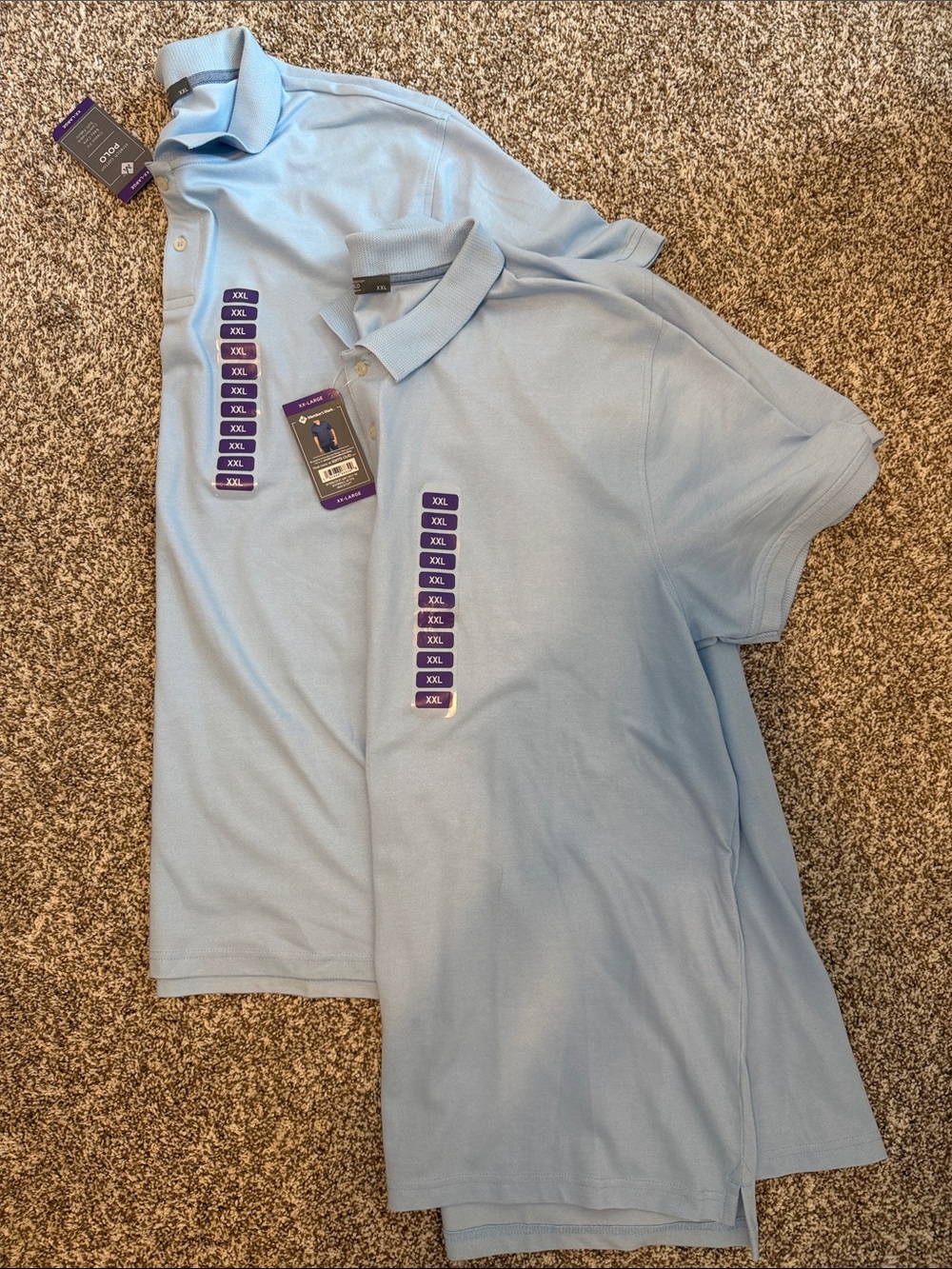 Men's Light Blue Polo Shirt - Short Sleeve Bundle of 2 - XXL
